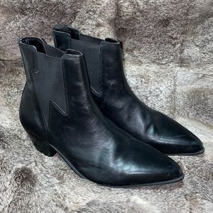 Men’s ASOS Cuban heel western boot black leather with lightning detail UK 9